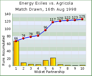 charts of Exiles wicket partnerships for this match
