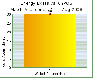 charts of Exiles wicket partnerships for this match