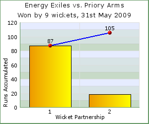 charts of Exiles wicket partnerships for this match