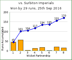 charts of Exiles wicket partnerships for this match